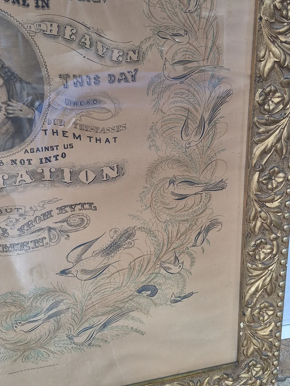 Antique 1897 Lord's Prayer With Hand Caligraphy